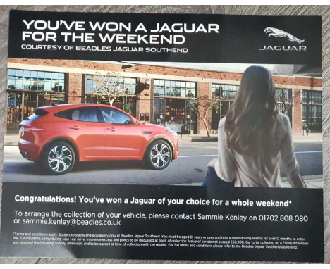 Beadles Jaguar/Land rover for a weekend - Beadles Jaguar Southend are thrilled to supply the exclusive use of an award winnin