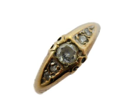 A lady's 9-carat yellow gold dress ring set with small white stones, ring size O