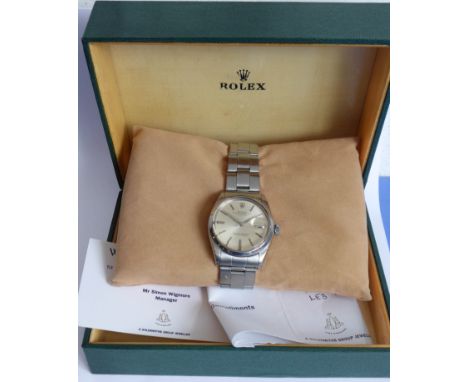 A gentleman's Rolex Oyster Perpetual Date - Superlative Chronometer - Officially Certified: the signed silver-coloured dial w