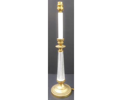 A modern brass-mounted glass table-lamp modelled as an early 19th century French Empire period candlestick (51 cm high includ