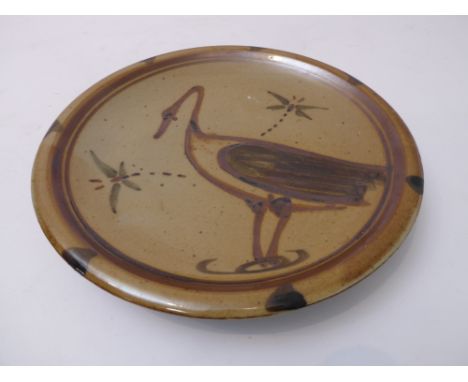 Ara Cardew (Winchcombe Pottery&nbsp;and Wenford Bridge), small plate; iron and cobalt brushwork decoration over zircon glaze 
