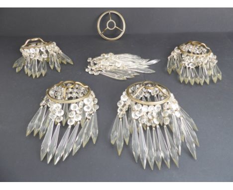 A set of five 19th century ceiling-hanging small chandeliers with faceted glass drops in the manner of F &amp; C Osler, each 