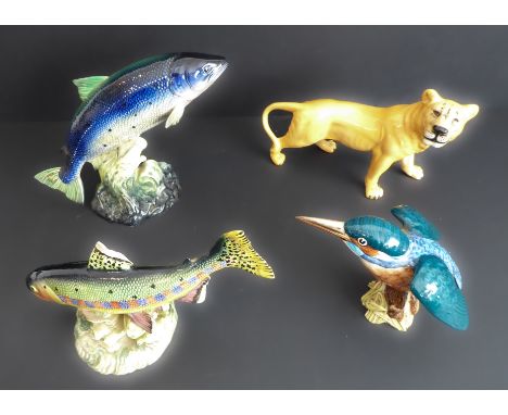 A Beswick group of four: Atlantic Salmon (1233), Trout (1246) (both with printed and impressed marks to underside) and a Besw