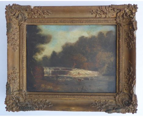 WILLIAM SADLER (Irish (1782-1839) - 'The Salmon Leap - Leixlip, Co. Kildare', oil on panel, named and titled to paper label v