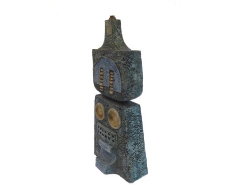 A large slab-form Troika lamp base of abstract design - signed Troika and initial to underside (44 cm high including small br