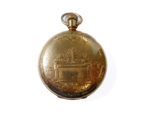 A gold plated cased keyless wind pocket watch, the white enamel dial signed 'Elgin Nail Watch Co' with Roman chapter, subsidi