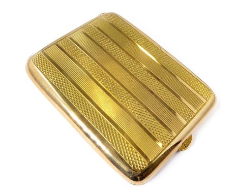 A 9-carat gold engine-turned decorated vesta case, Birmingham 1879Condition Report: Good condition - no dents, only very mino
