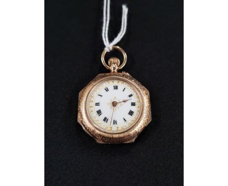 ANTIQUE 9 CARAT GOLD AND ENAMEL FOB WATCH 
