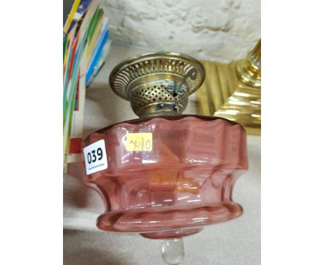 ANTIQUE RUBY GLASS OIL LAMP BOWL 