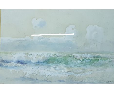 ORNATE GILT FRAMED WATERCOLOUR - SEASCAPE - CORNISH COAST BY FRITZ ALTHAUS