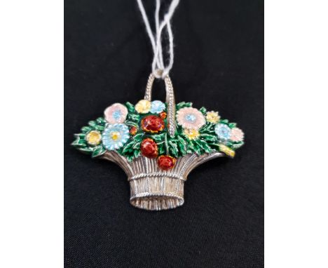 SILVER AND ENAMEL FLOWER BACKED BROOCH 