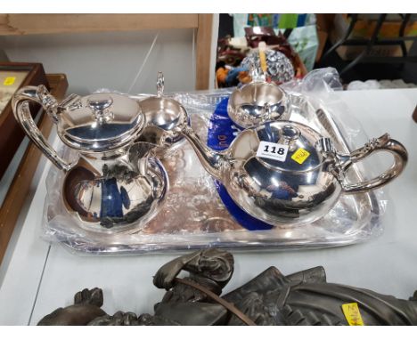 4 PIECE EPNS TEA SET AND TRAY 