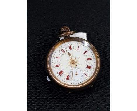 LADIES ENAMEL FACE POCKET WATCH 