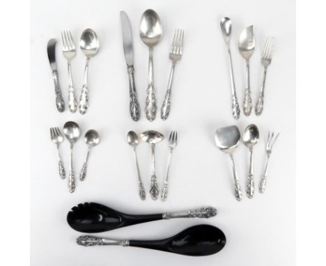 Sixty Six (66) Towle "Esplanade" Sterling Silver Flatware. Circa 1952. Includes: 8 knives, 5 butter spreaders, 8 salad forks,