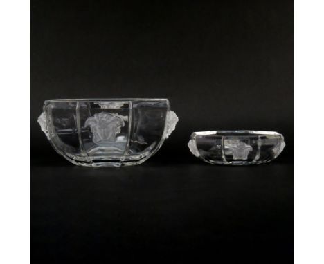 Versace for Rosenthal Treasury Crystal Bowl and Candy Dish. Etched signature to each. Good vintage condition. Bowl measures 3