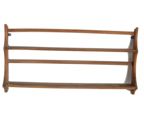 Lucian Ecrolani - Ercol - A 1960's retro vintage beech and elm wall mounted plate rack in the blonde colourway. Measures 45 x