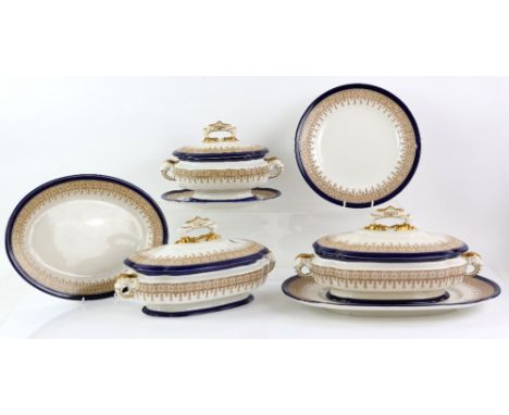 Late 19th century Royal Worcester part dinner service, pattern no W2313, Reg no. 46051, repeating floral transfer pattern to 