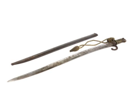  French Chassepot bayonet with yataghan blade scabbard and associated sword knot          