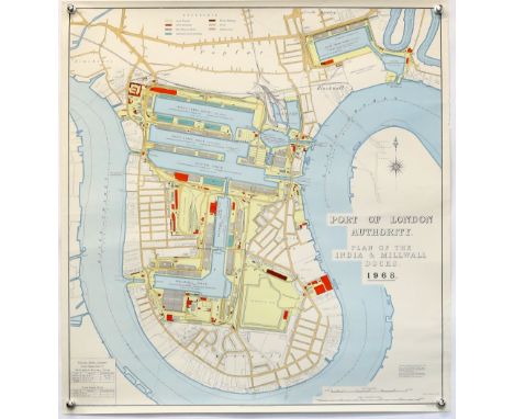 Hydrographic Office map 'Port of London Authority Plan of the India and Millwall Docks 1968', Based upon the Ordnance Survey 