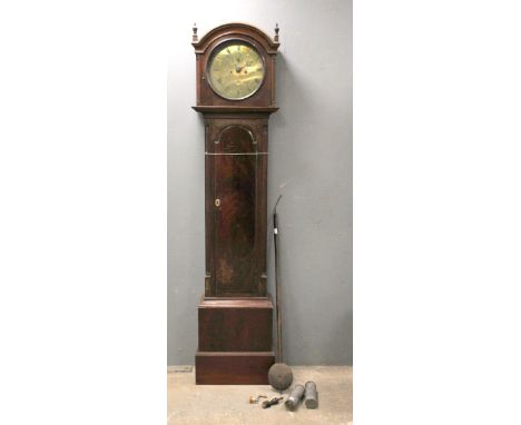 AMENDED DESCRIPTION 18th century Scottish mahogany eight-day longcase clock, the 30cm circular brass dial with twin train mov