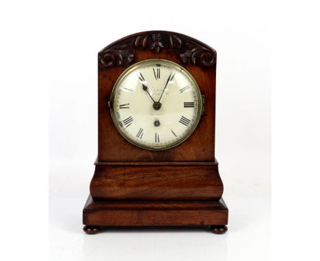 19th century mahogany cased single fusee bracket clock, by Rd. Leach, London, the white painted dial with Roman numerals, on 
