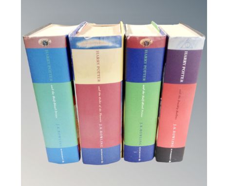 Four J K Rowling Harry Potter first edition hard backed volumes - The Deathly Hallows, The Half Blood Prince (2), The Order o