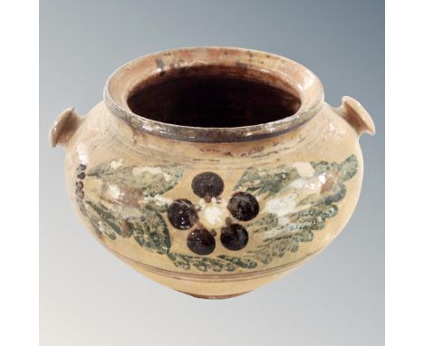 An antique glazed pottery planter, height 13cm
