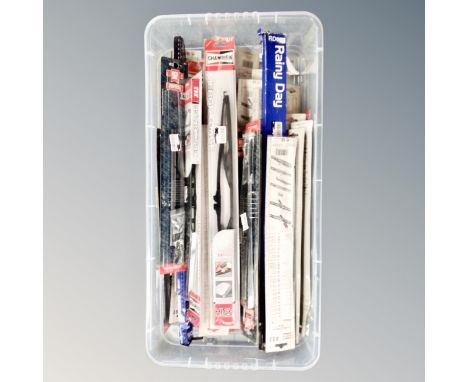 A crate of car windscreen wipers, as new 