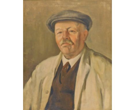 Austin Garland (1887-1966). Portrait of local Lincoln character, oil on canvas, signed, 60cm x 49cm.
