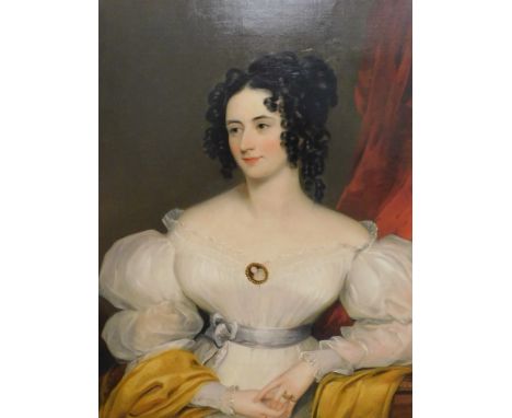 18thC British School. Half length portrait of a lady, oil on canvas, 88.5cm x 68cm. Stencil marks verso.