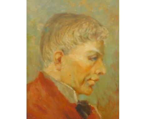 Henry Rayner (1902-1957). Head and shoulders portrait - Sickert?, oil on board, 24cm x 19cm.