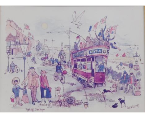 After Colin Carr. Highcliff Grimsby, A framed coloured print, 17cm x 22.5cm.
