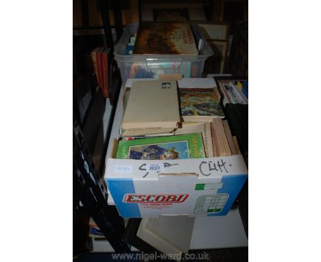 A box of vintage children's and other books including Biggles, Treasure Island, etc 
