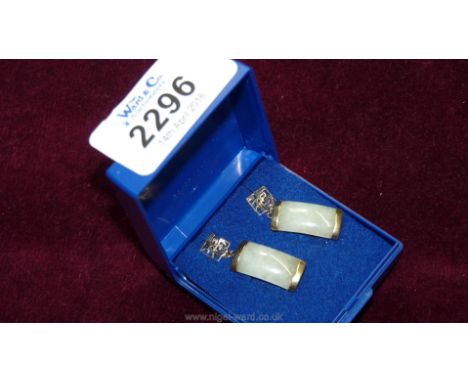 A pair of 9ct gold Jade Earrings