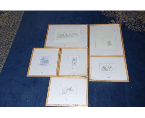 A large Anne Geddes picture and six Winnie the Pooh prints