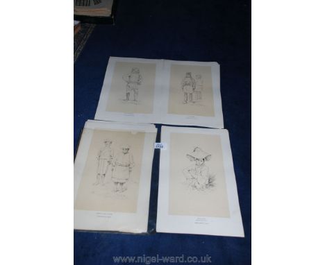 A quantity of Lithographic Prints of Burma by Thacker Spinks & Co showing ethnic tribes and their villages, 22cm x 35cm (appr