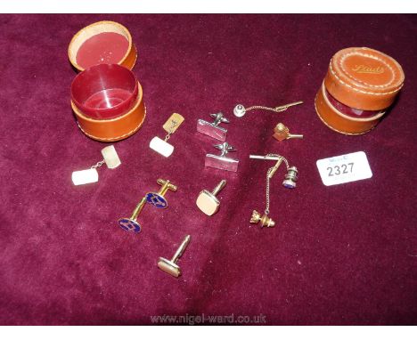 A pair of Gent's Masonic Cufflinks, a pair of Concorde Cufflinks plus two others and a collection of various studs in two lea