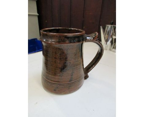 A Leach Pottery St Ives standard ware print tankard, impressed marks - Good condition