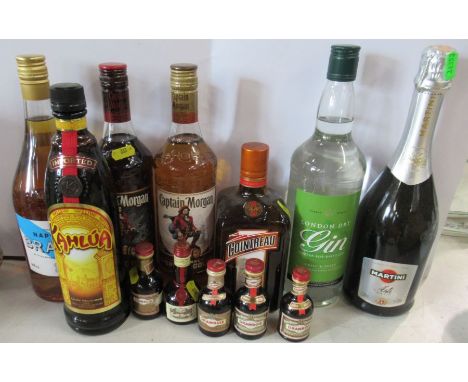 A collection of spirits to include Rum, Brandy, Drambuie&nbsp;