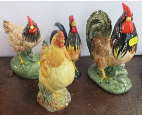 A Royal Worcester model, of a chicken, together with three other models