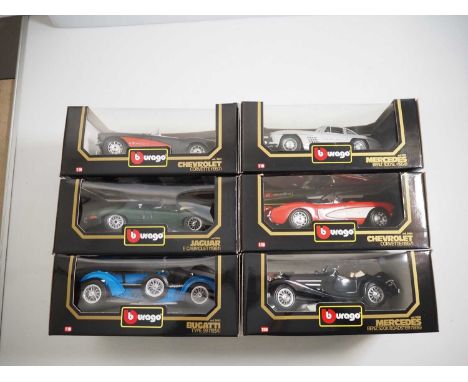 A group of BBURAGO 1:18 scale sports cars - VG in G boxes (6)