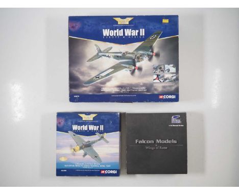 A group of 1:72 scale WW2 German military aircraft by CORGI Aviation Archive and FALCON MODELS - VG/E in F/G  boxes (3)