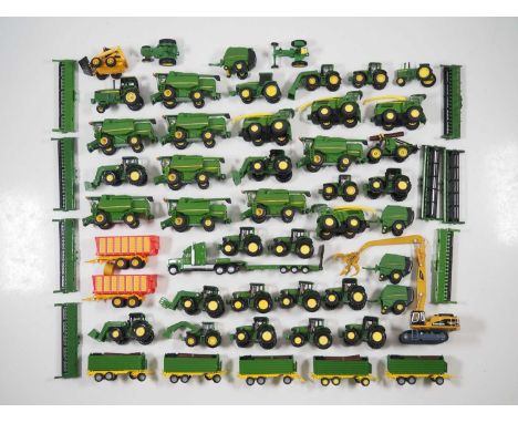 A large quantity of 1:87 HO scale diecast tractors, combine harvesters and other farming equipment by various manufacturers, 