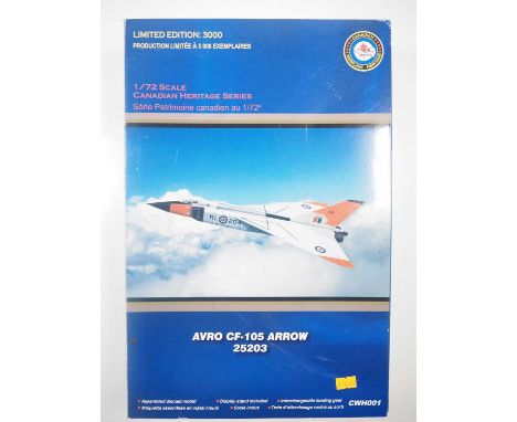 A CANADIAN WARPLANE HERITAGE 1:72 scale model of the Avro CF-105 'Arrow' as designed and test flown in Canada in the 1950s bu