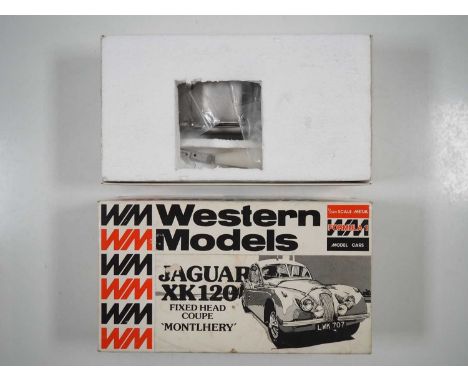 A WESTERN MODELS 1:24 scale white metal model kit of a Jaguar XK120 FHC - VG (contents not checked for completeness) in F/G b