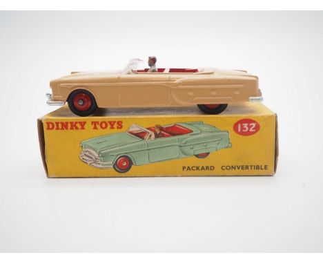 A DINKY No 132 Packard Convertible - light tan body, red interior and ridged hubs - VG in G box