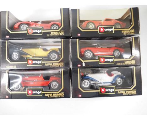 A group of BBURAGO 1:18 scale Italian sports cars - VG in G boxes (6)