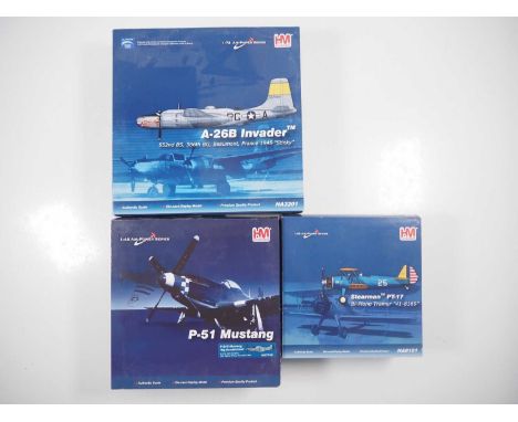 A group of HOBBYMASTER 1:72 and 1:48 scale military aircraft comprising of a P-51 Mustang, and A-26B Invader and a Stearman P