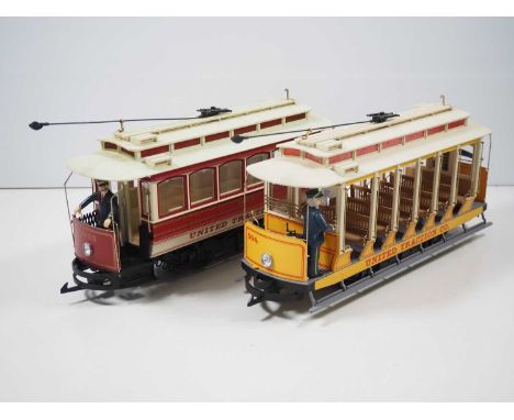 A pair of BACHMANN Big Haulers G gauge 4-wheel tram cars in two different styles of United Traction Co livery - G/VG unboxed 