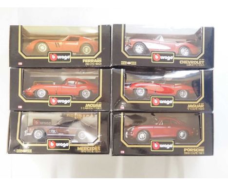 A group of BBURAGO 1:18 scale 1950s and 1960s sports cars - VG in G boxes (6)